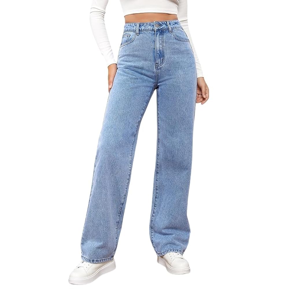 Women High Waisted Wide Leg Jeans Trendy High Waisted Wide